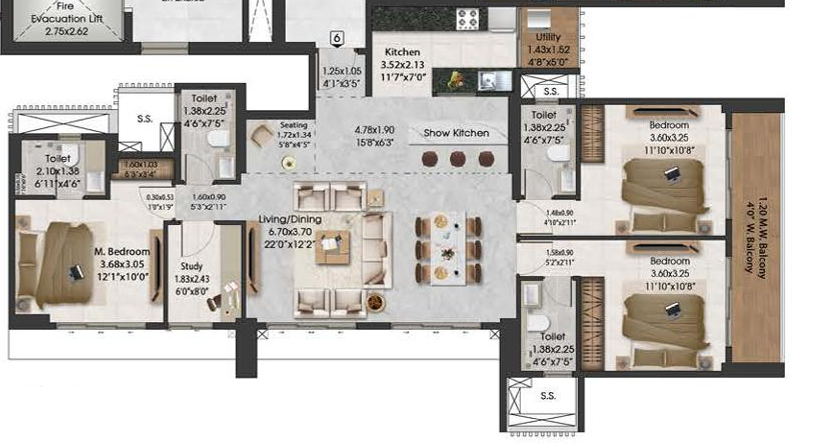 3.5 BHK Floor Plan